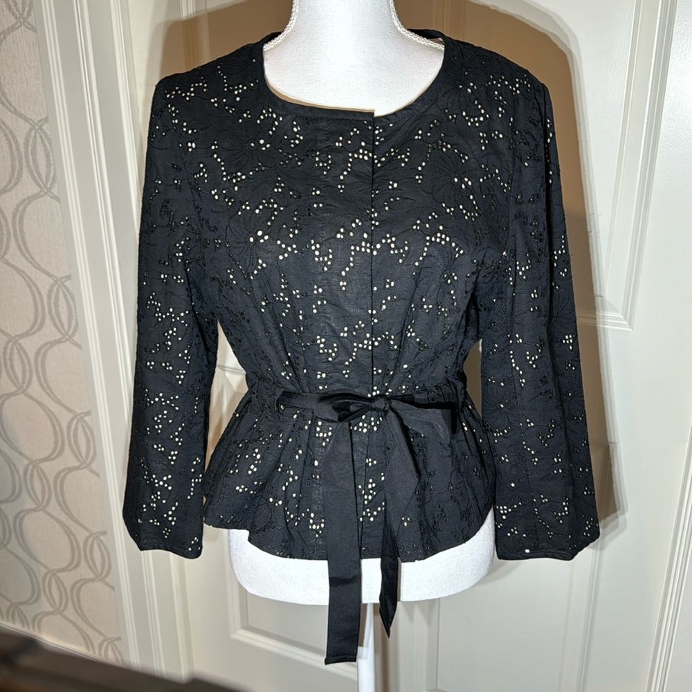 LOFT cutout belted blazer, black, 12P